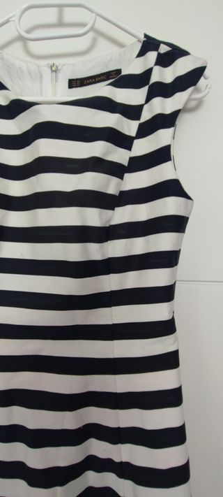 Vestido Zara Rayas Blanco y Negro Talla XS