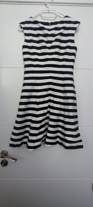 Vestido Zara Rayas Blanco y Negro Talla XS