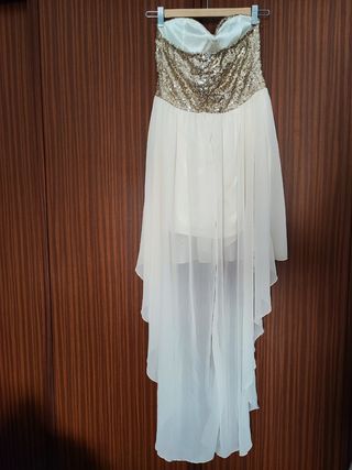 Vestido dorado y blanco lentejuelas