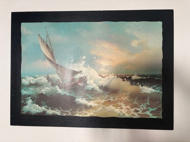 Cuadro de barco en tormenta