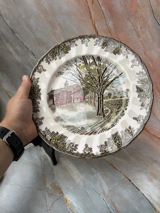 Plato Johnson Bros Vintage Escena Rural