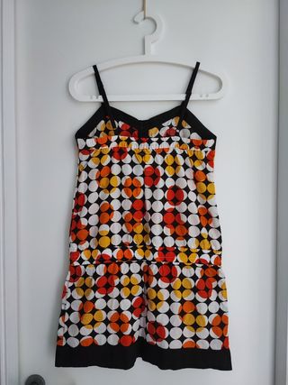 Vestido corto con círculos multicolor