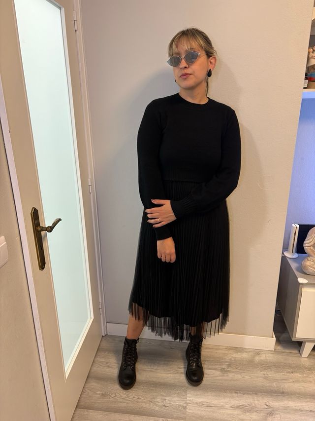 Conjunto camisola e vestido preto