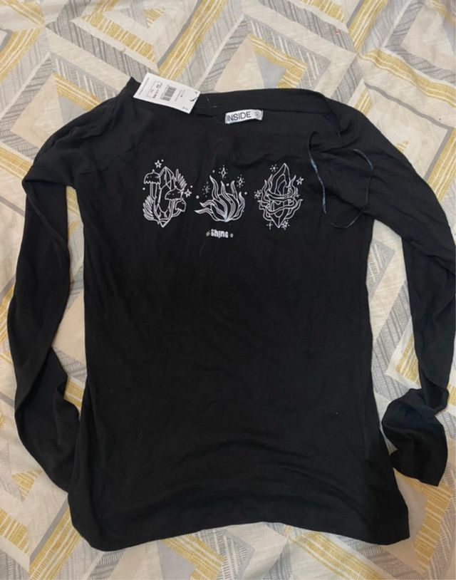 Camisa INSIDE negra manga larga