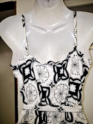 Vestido Morgan Estampado Geométrico Blanco y Negro