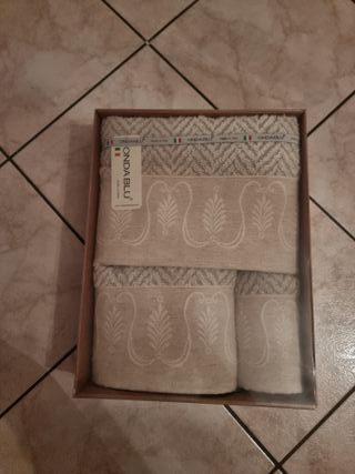 Set 3pz Spugna Onda Blu Beige/Grigio