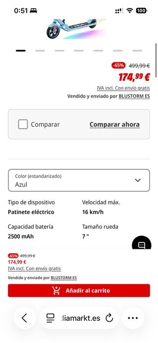 Patinete eléctrico niñ@s RCB R11 Poco uso con caja