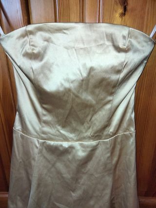 Vestido fiesta dorado tul negro