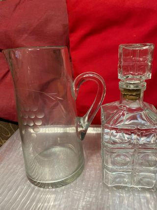 Jarra de cristal y licorera vintage