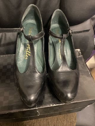 Zapatos Patricia Miller Tacon Tira Negra Talla 40