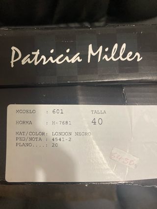 Zapatos Patricia Miller Tacon Tira Negra Talla 40