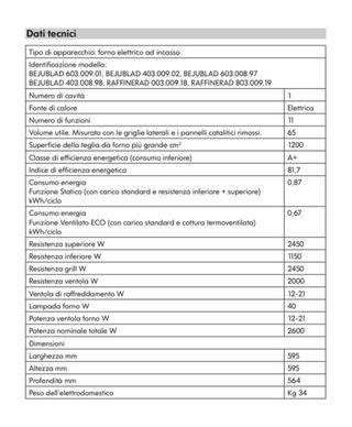 IKEA BEJUBLAD RAFFINERAD - Forno da incasso