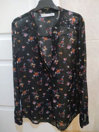 Camisa floral Sfera negra talla S