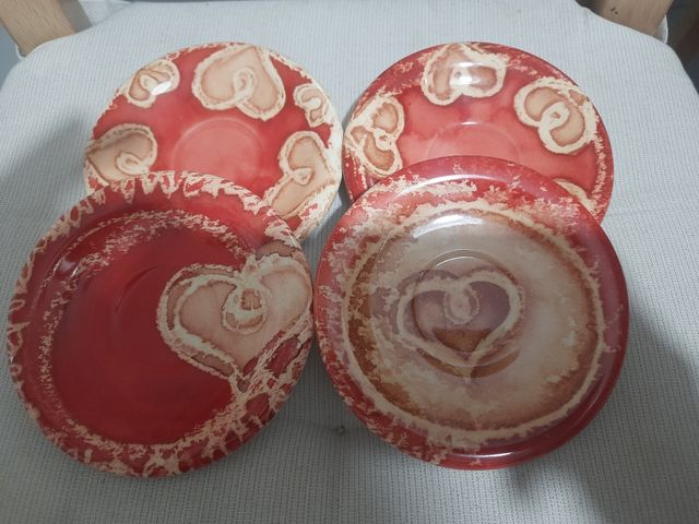 Set 4 Piattini Caffè Cuore Rosso Beige