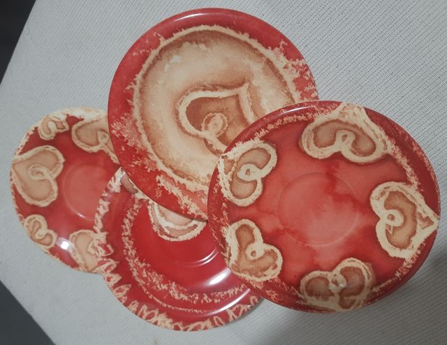 Set 4 Piattini Caffè Cuore Rosso Beige