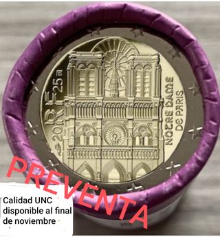 Rollo Monedas 2€ Francia 2025 UNC Notre Dame
