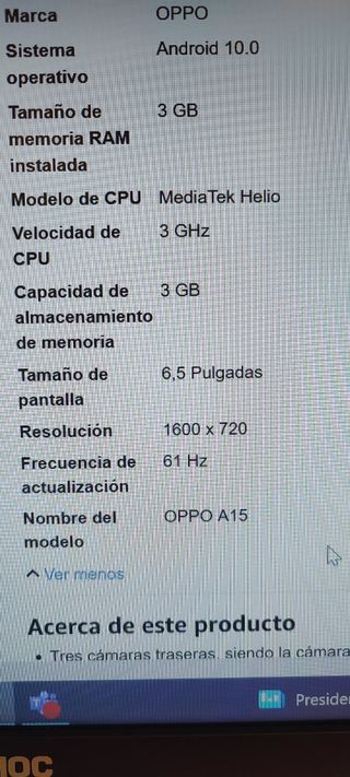 Ridotto! Telefono cellulare OPPO A15 3GB 32GB