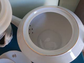 Set 2 tazze, zuccheriera e teiera porcellana