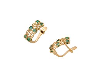 pendientes oro 18k con piedra con esmeralda