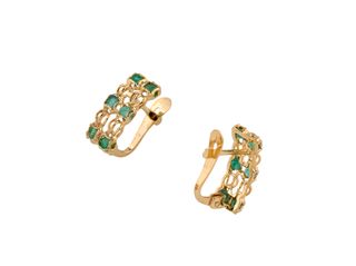 pendientes oro 18k con piedra con esmeralda