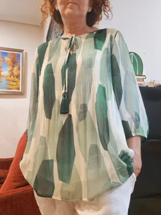 Blusa Punto Roma boho verde.