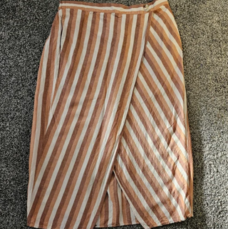 Falda midi Madewell rayas beige y marrón