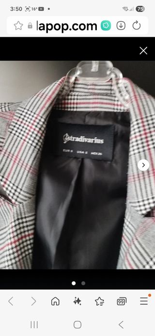 Chaqueta Stradivarius cuadros gris y rojo