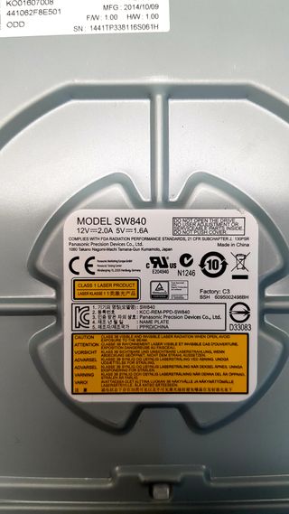 Grabadora Panasonic sw830 dvd-rw sata