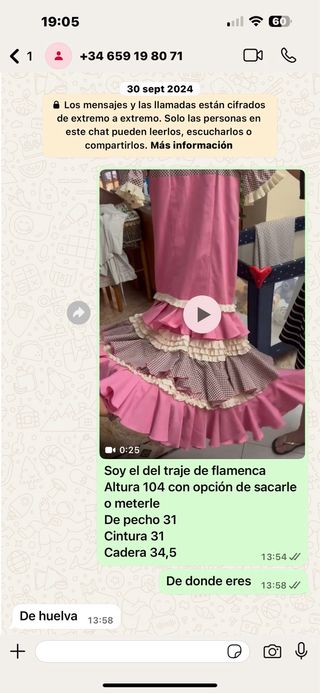 Traje de flamenca rosa y marrón