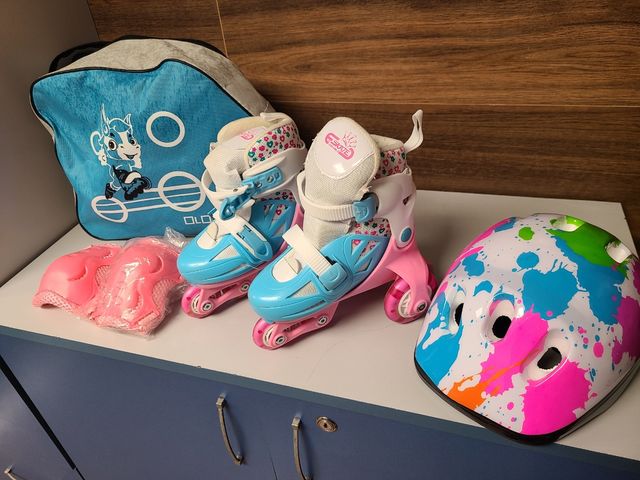 Patines infantiles y equipo de protección