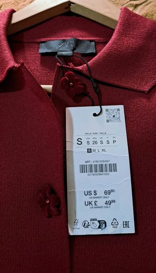 Chaqueta corta Zara roja berenjena