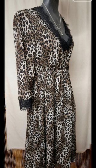 Abito Talco leopardato con pizzo – Taglia XS