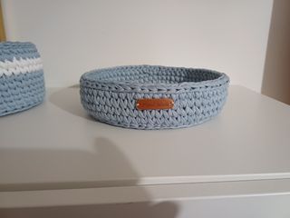 Set 3 Cestini Uncinetto carta da zucchero e Bianco