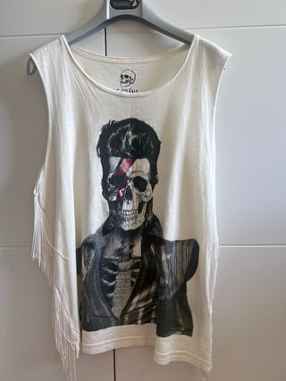 Camiseta Le Cráne con calavera y flecos, unisex