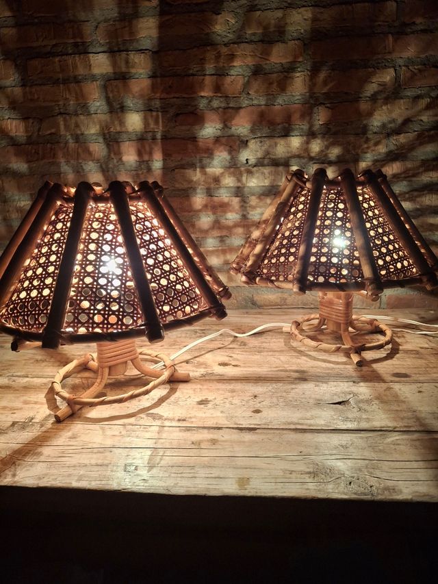 Lámparas Vintage Bambú y Ratán