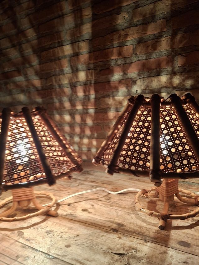 Lámparas Vintage Bambú y Ratán