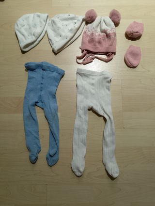 Lote gorros ,leotardos Bebé Niña 3-6 meses (68 cm)