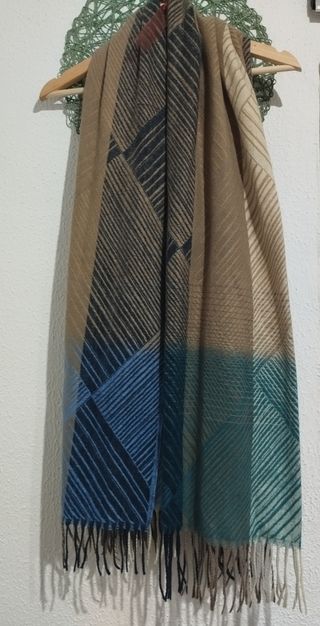 Bufanda tonos azules y beige