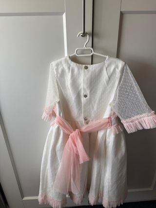 Vestido de comunión blanco y rosa