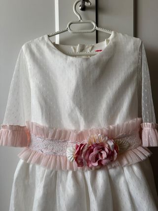 Vestido de comunión blanco y rosa
