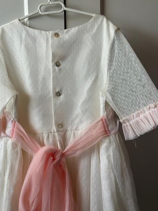Vestido de comunión blanco y rosa