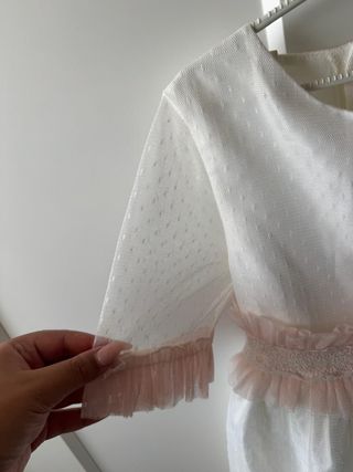 Vestido de comunión blanco y rosa