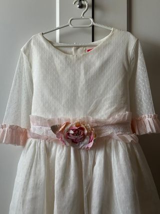 Vestido de comunión blanco y rosa