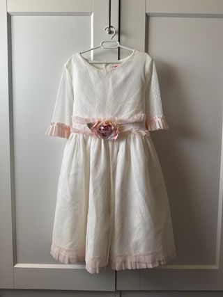 Vestido de comunión blanco y rosa