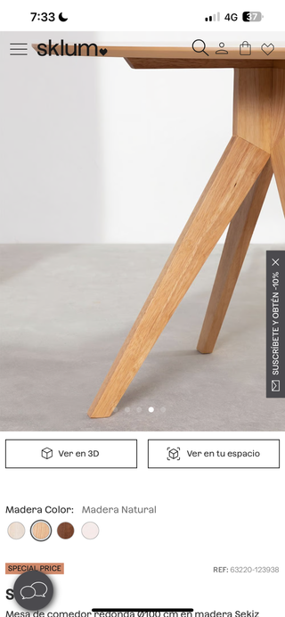 Mesa redonda de madera Sklum