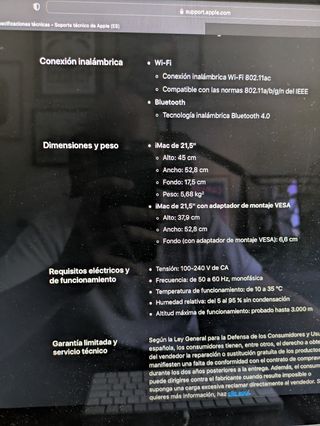 iMac 21.5 2015 Apple Plata