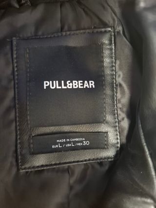 Chaqueta Motera Piel Negra PULL&BEAR Talla L (S/M)