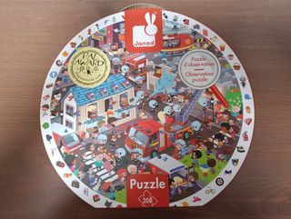 Puzzle Janod Redondo 208 Piezas Bomberos