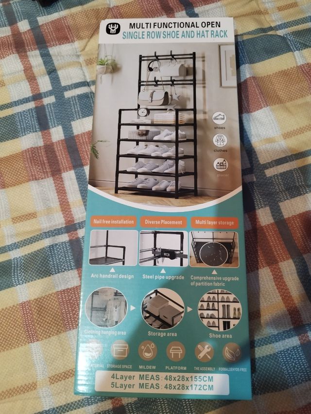 Scarpiera a 5 strati con appendiabiti