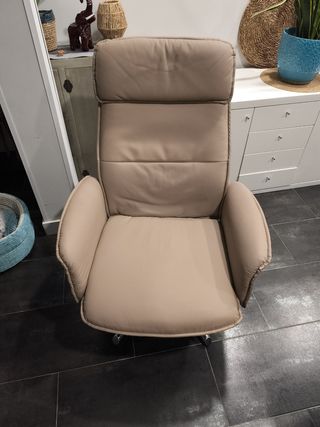 Sillón relax piel beige